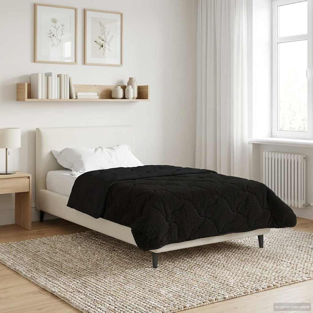 Duvet Invernale Nero 155 x 200 cm Microfibra e Fleece Teddy | homemem39