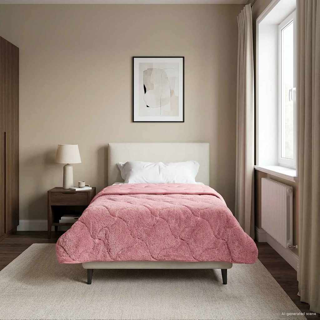 Duvet Invernale Rosa 140 x 220 cm Microfibra e Fleece Teddy | homemem39