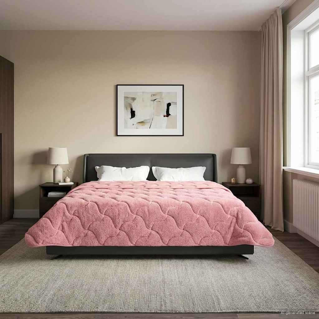 Duvet Invernale Rosa 200 x 240 cm Microfibra e Fleece Teddy | homemem39
