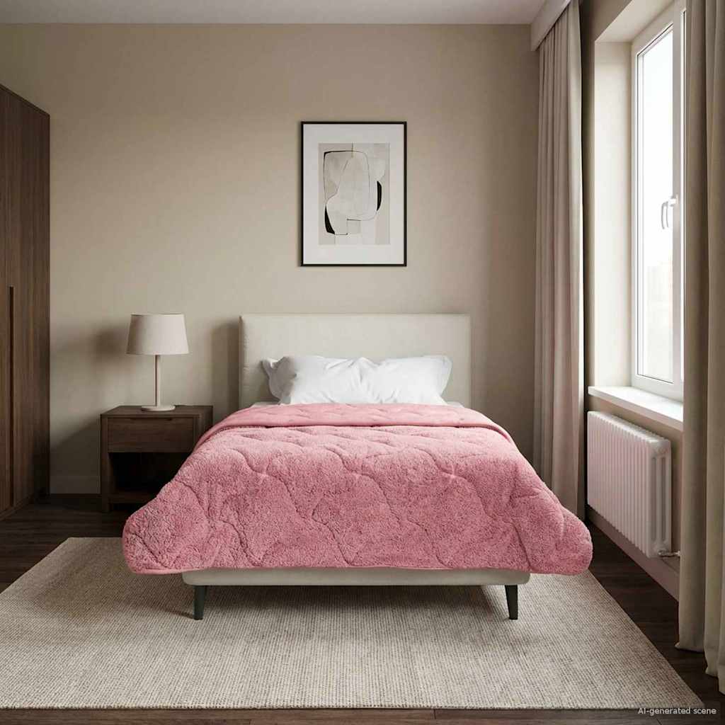 Duvet Invernale Rosa 140 x 220 cm Microfibra e Fleece Teddy | homemem39