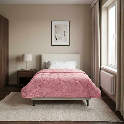 Duvet Invernale Rosa 140 x 220 cm Microfibra e Fleece Teddy | homemem39