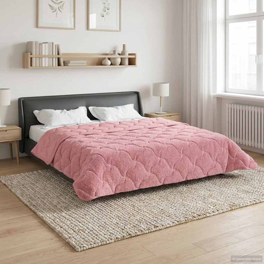 Duvet Invernale Rosa 220 x 240 cm Microfibra e Fleece Teddy | homemem39