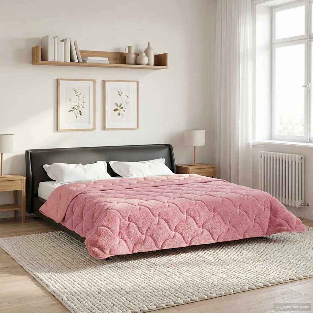 Duvet Invernale Rosa 220 x 260 cm Microfibra e Fleece Teddy | homemem39