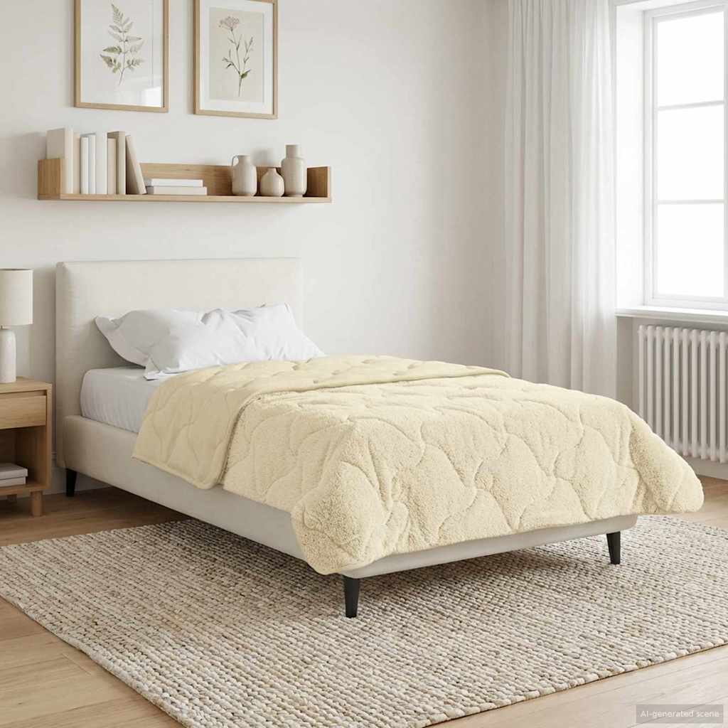 Duvet Invernale Crema 135 x 200 cm Microfibra e Fleece Teddy | homemem39