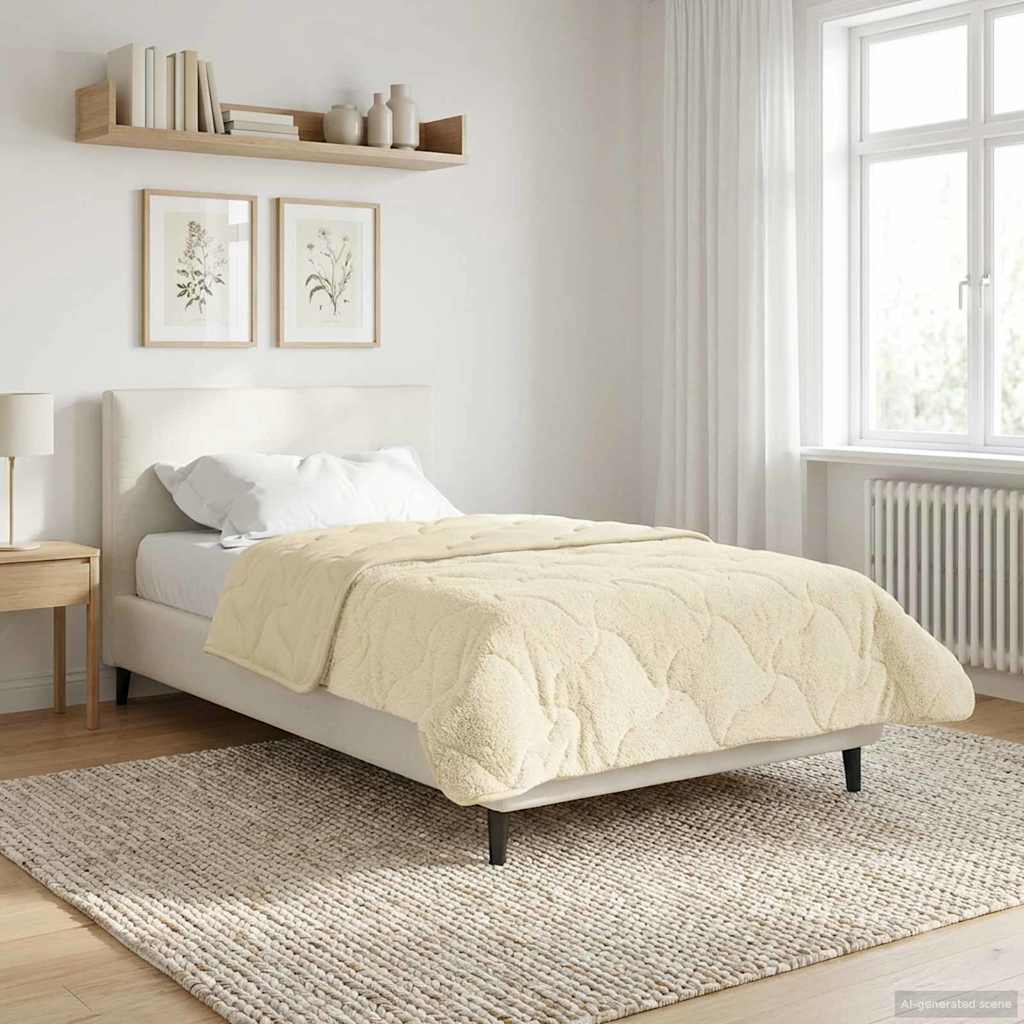 Duvet Invernale Crema 140 x 200 cm Microfibra e Fleece Teddy | homemem39