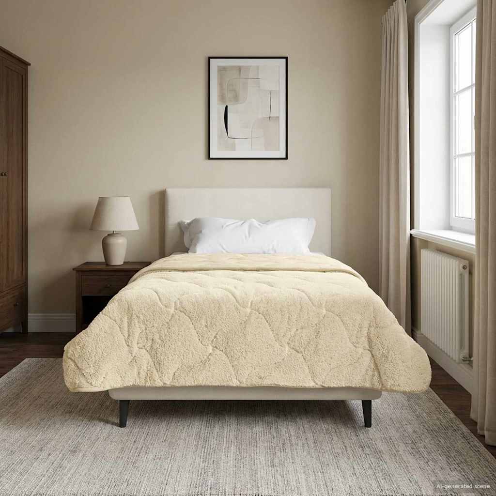 Duvet Invernale Crema 155 x 200 cm Microfibra e Fleece Teddy | homemem39