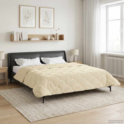 Duvet Invernale Crema 200 x 200 cm Microfibra e Fleece Teddy