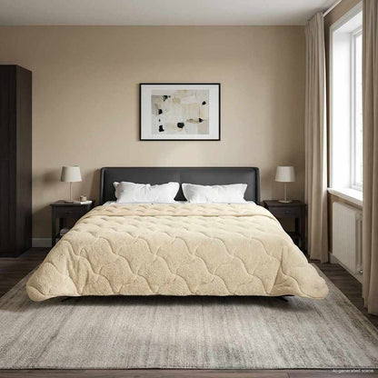 Duvet Invernale Crema 200 x 200 cm Microfibra e Fleece Teddy | homemem39