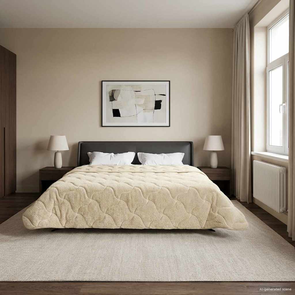 Duvet Invernale Crema 200 x 240 cm Microfibra e Fleece Teddy | homemem39