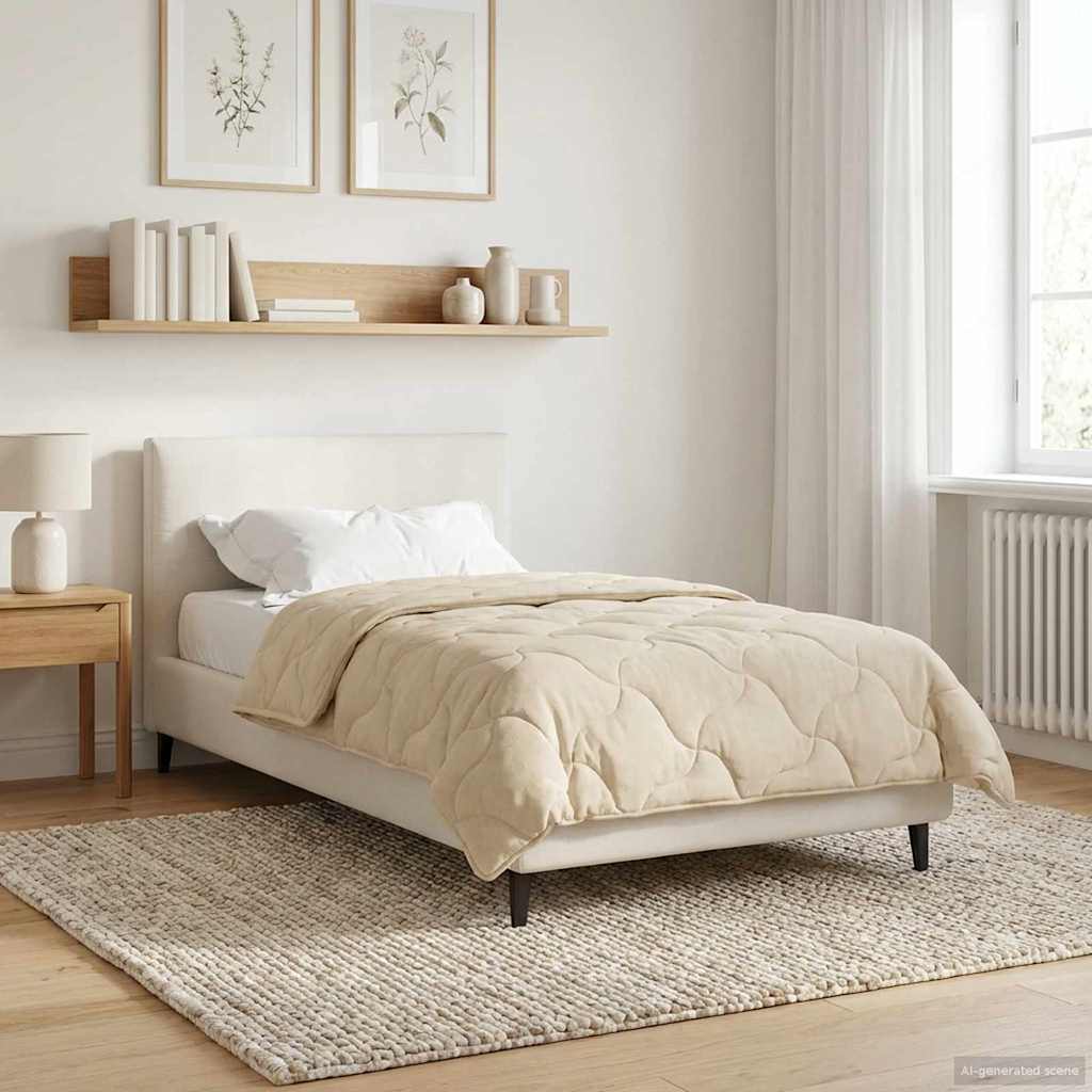 Duvet Invernale Crema 135 x 220 cm Microfibra e Fleece Teddy | homemem39