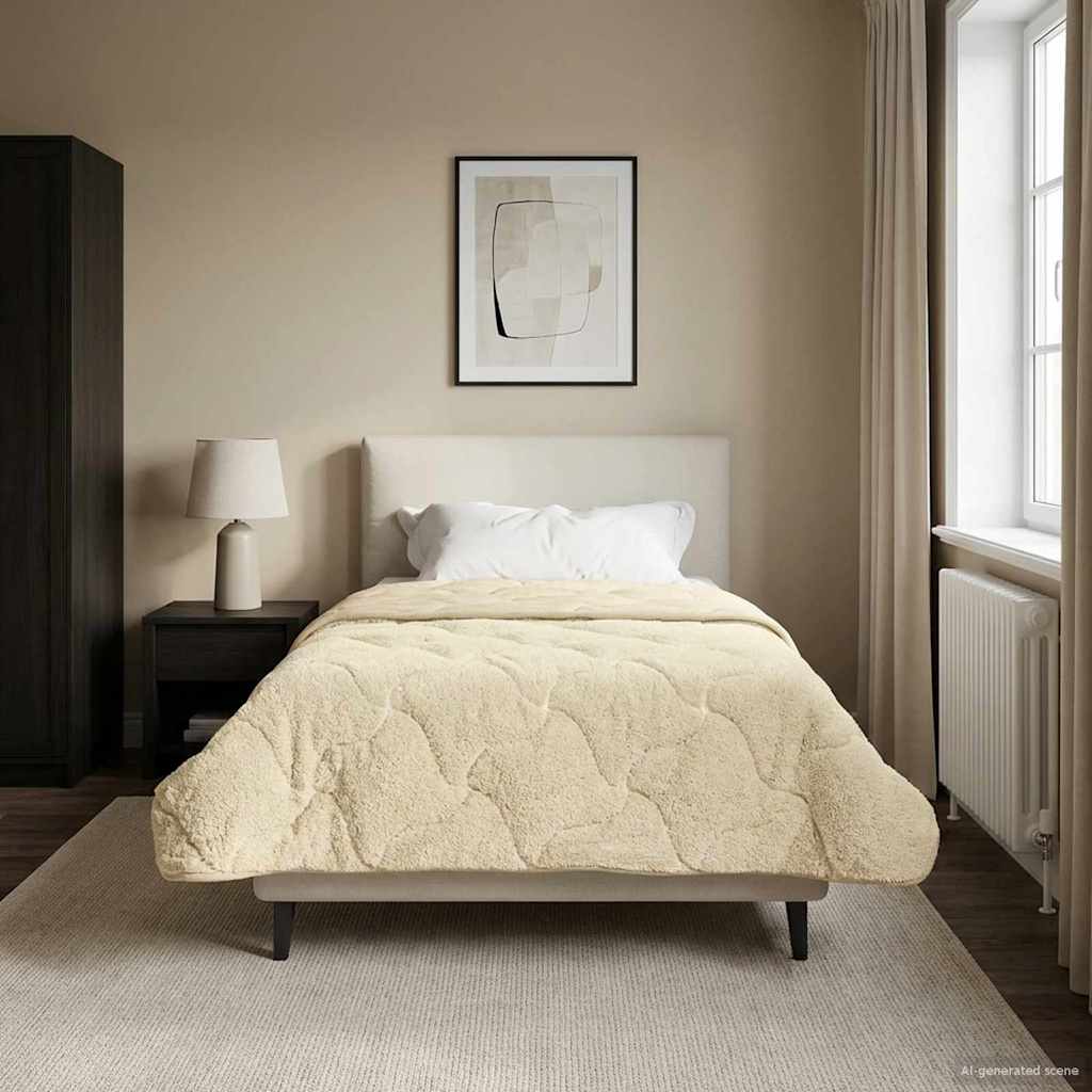 Duvet Invernale Crema 140 x 220 cm Microfibra e Fleece Teddy | homemem39