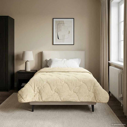 Duvet Invernale Crema 140 x 220 cm Microfibra e Fleece Teddy | homemem39