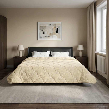 Duvet Invernale Crema 200 x 220 cm Microfibra e Fleece Teddy | homemem39