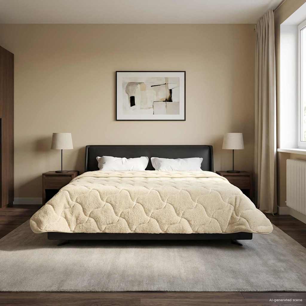Duvet Invernale Crema 220 x 240 cm Microfibra e Fleece Teddy | homemem39