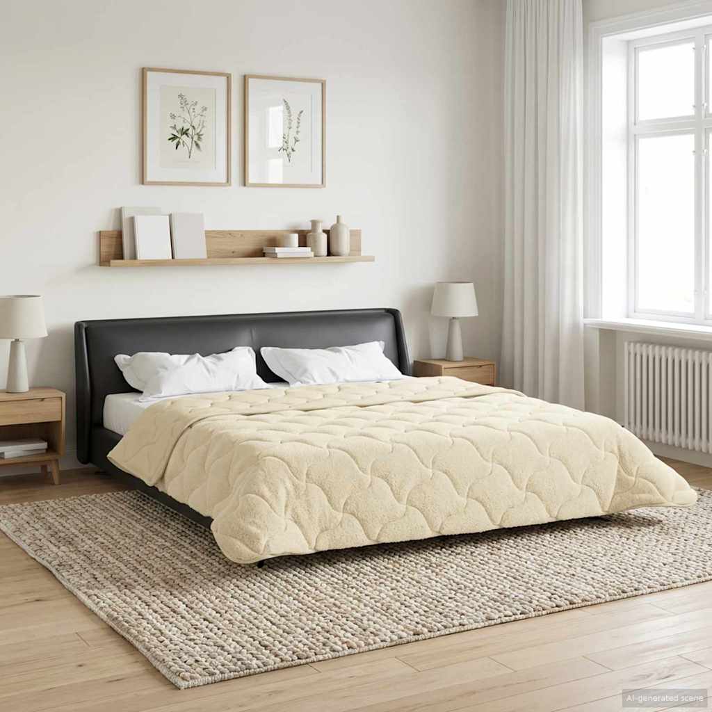 Duvet Invernale Crema 220 x 260 cm Microfibra e Fleece Teddy | homemem39
