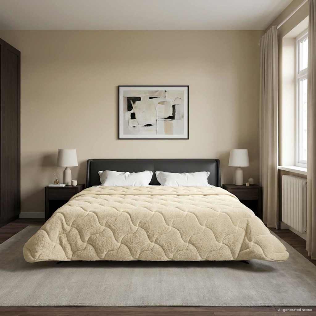 Duvet Invernale Crema 240 x 260 cm Microfibra e Fleece Teddy | homemem39