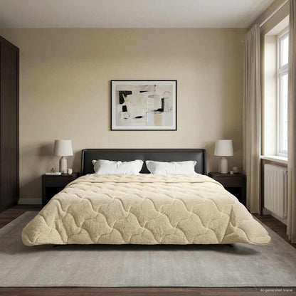 Duvet Invernale Crema 240 x 260 cm Microfibra e Fleece Teddy | homemem39