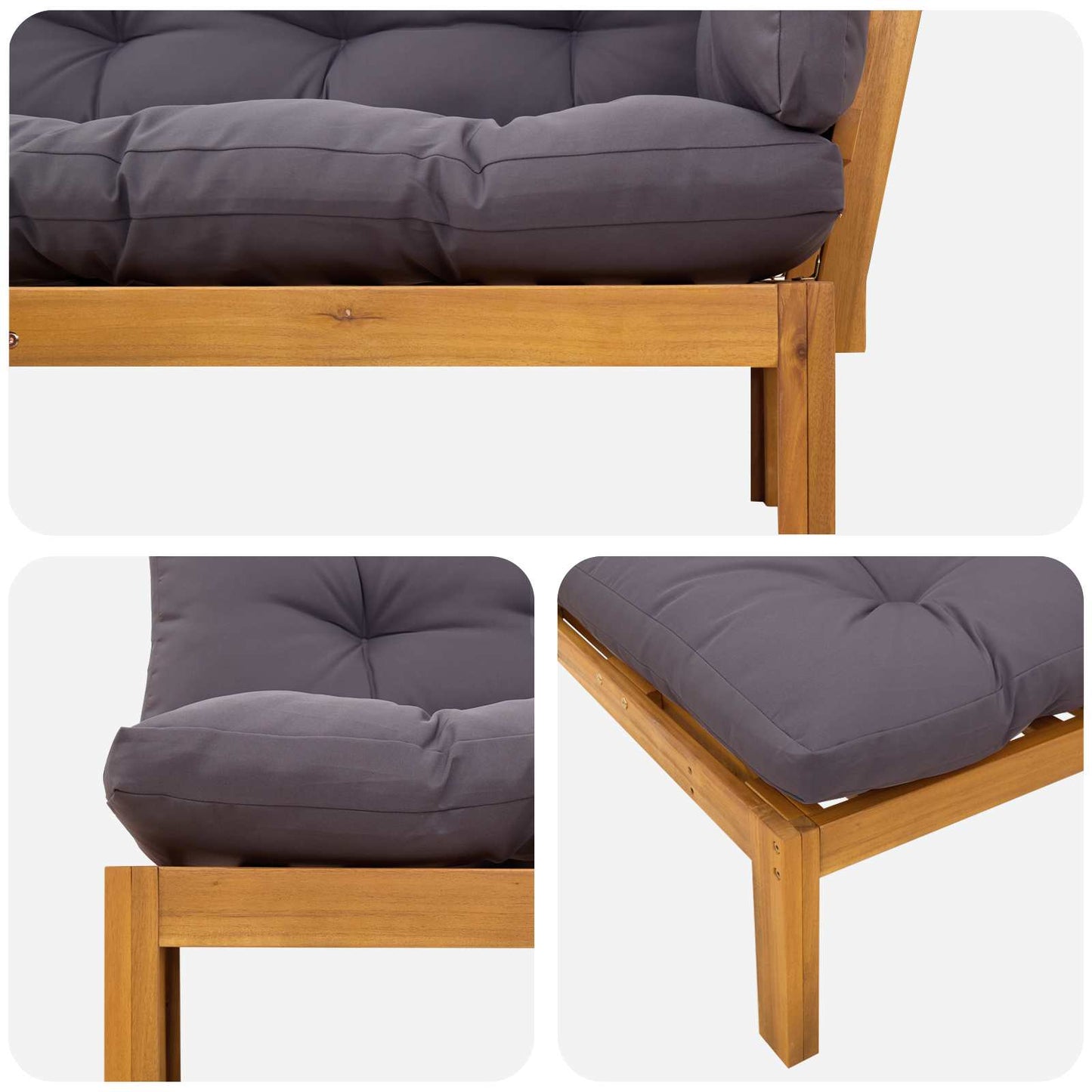 Unità Divano Angolare Grigio Naturale e Scuro 132 x 92 x 82 cm | homemem39