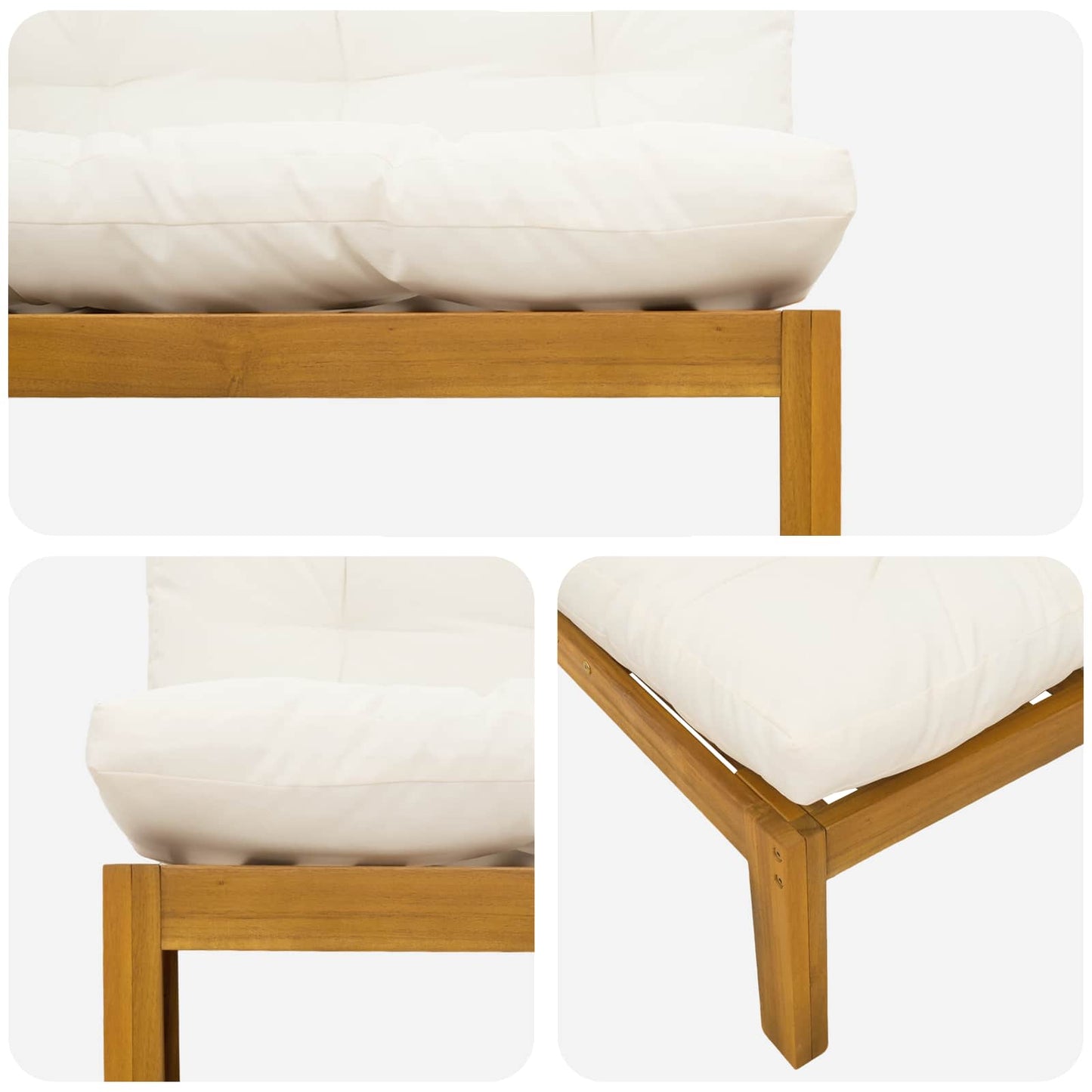 Unità Divano Centrale Naturale e Bianco Crema 120 x 80 x 82 cm | homemem39