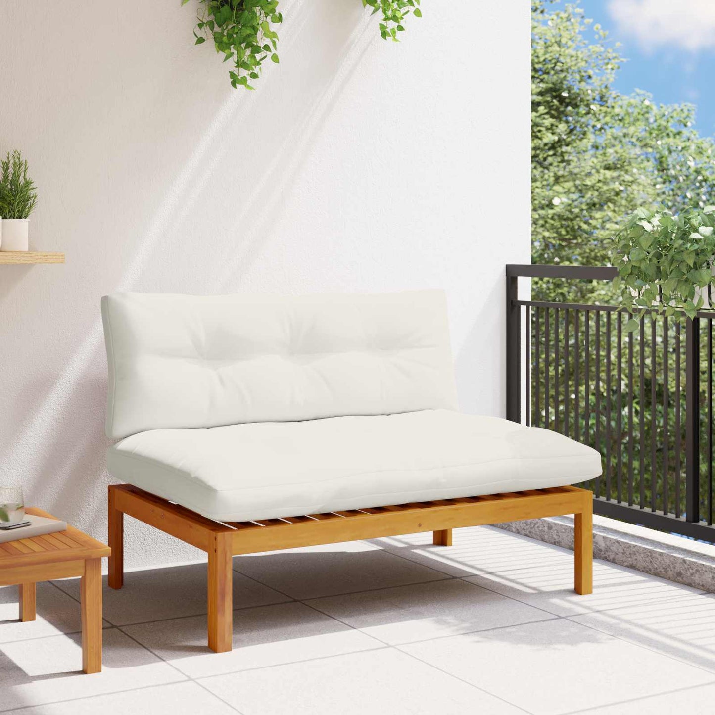 Unità Divano Centrale Naturale e Bianco Crema 120 x 80 x 82 cm