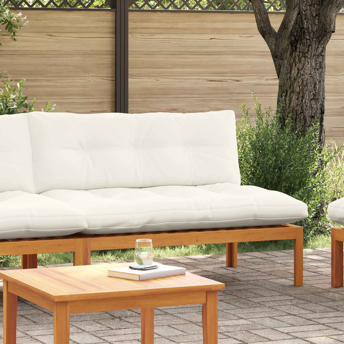 Unità Divano Centrale Naturale e Bianco Crema 120 x 80 x 82 cm | homemem39