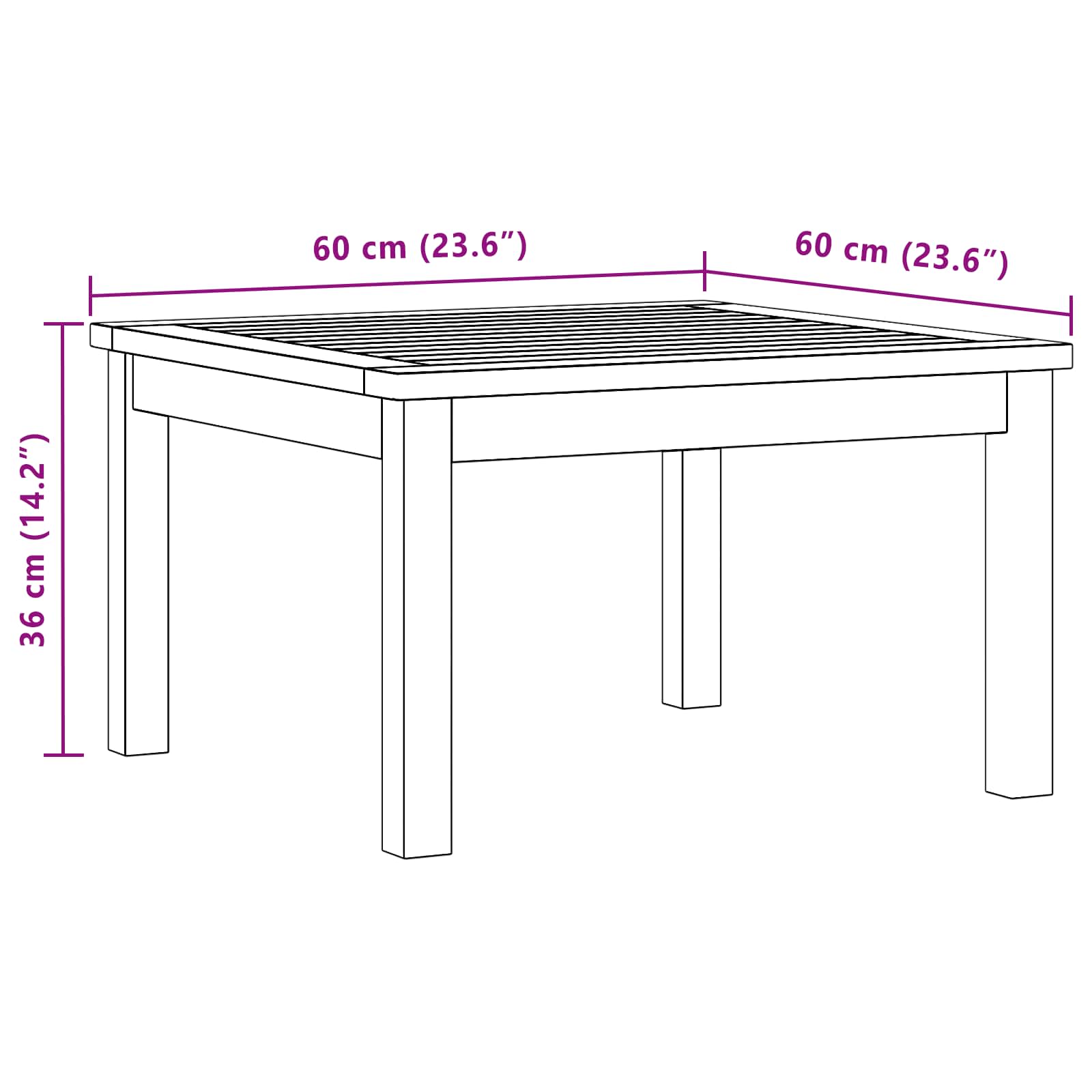 Tavolino da salotto Acacia chiaro 60 x 60 x 36 cm | homemem39