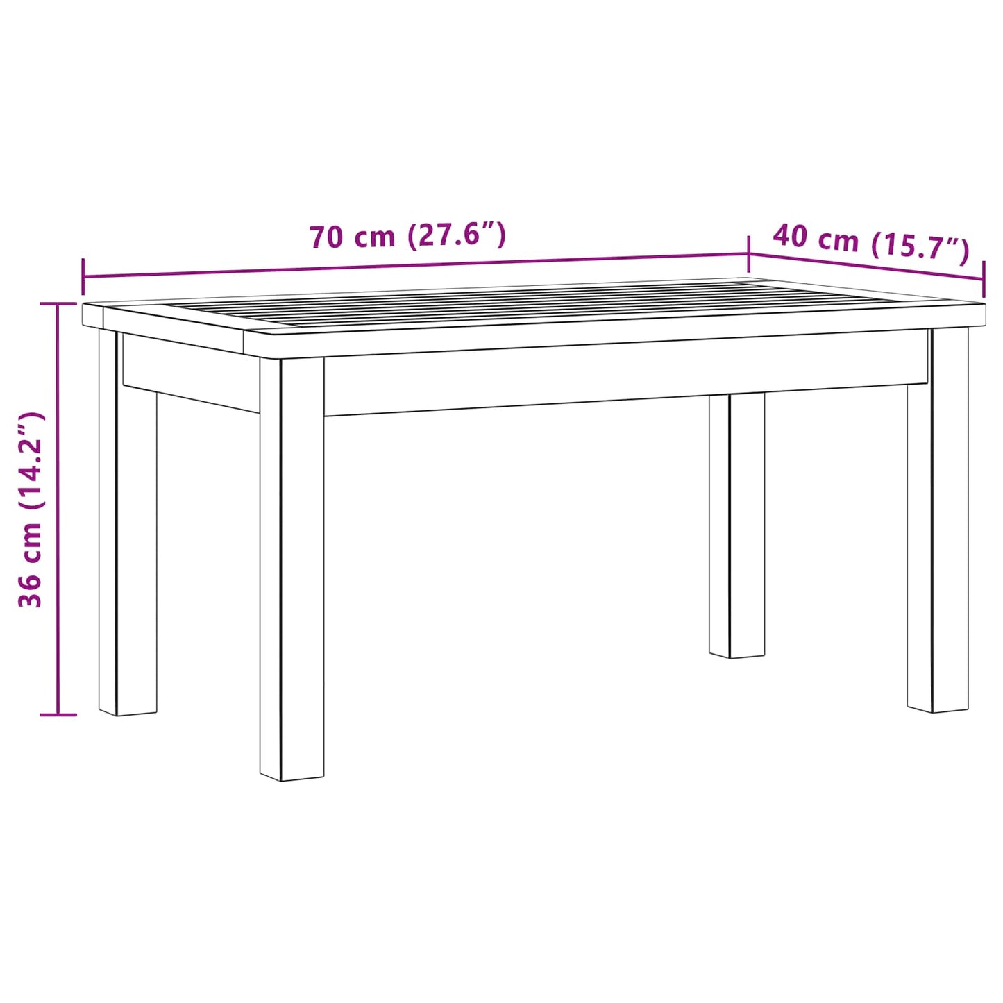 Tavolino da salotto Acacia chiaro 70 x 40 x 36 cm | homemem39
