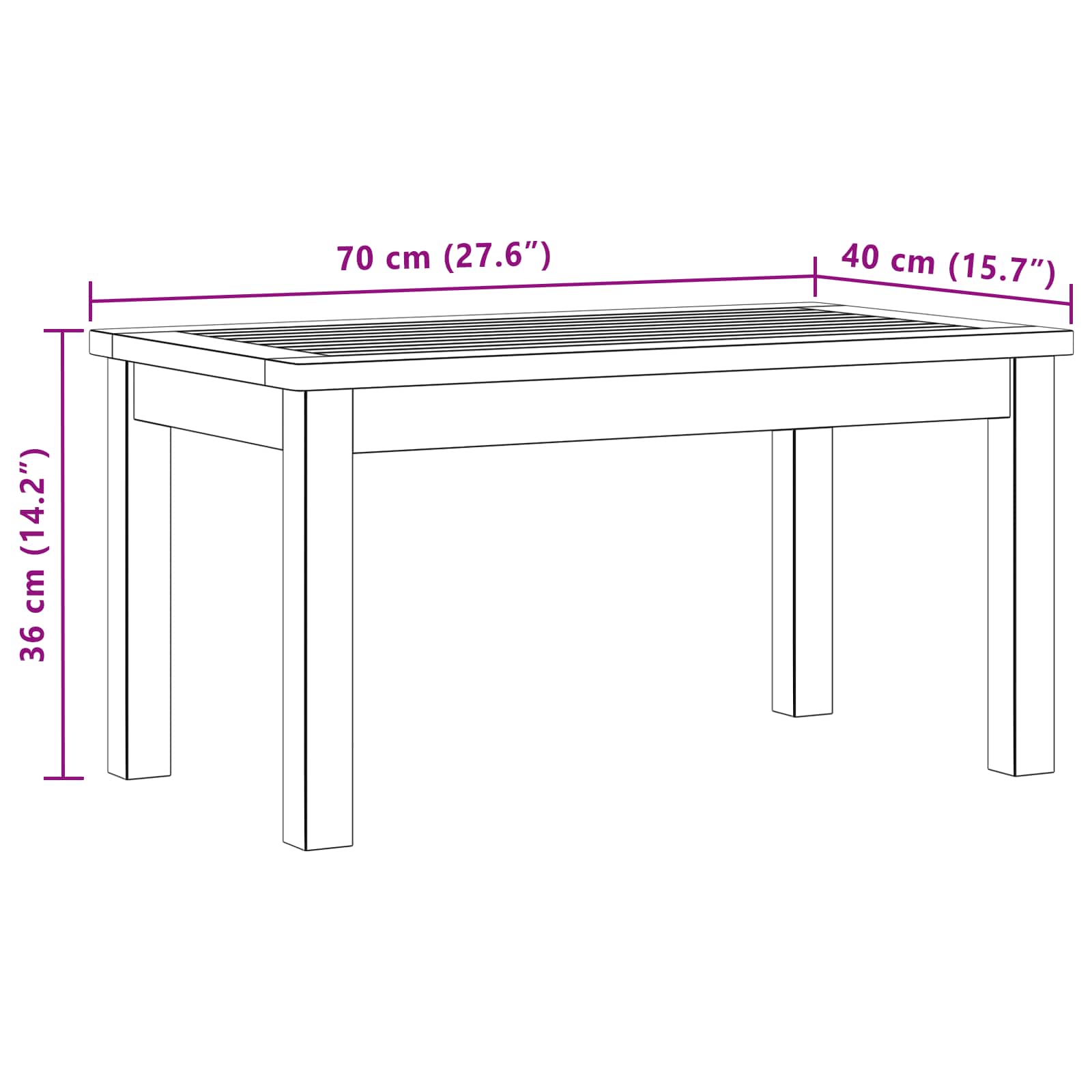 Tavolino da salotto Acacia chiaro 70 x 40 x 36 cm | homemem39