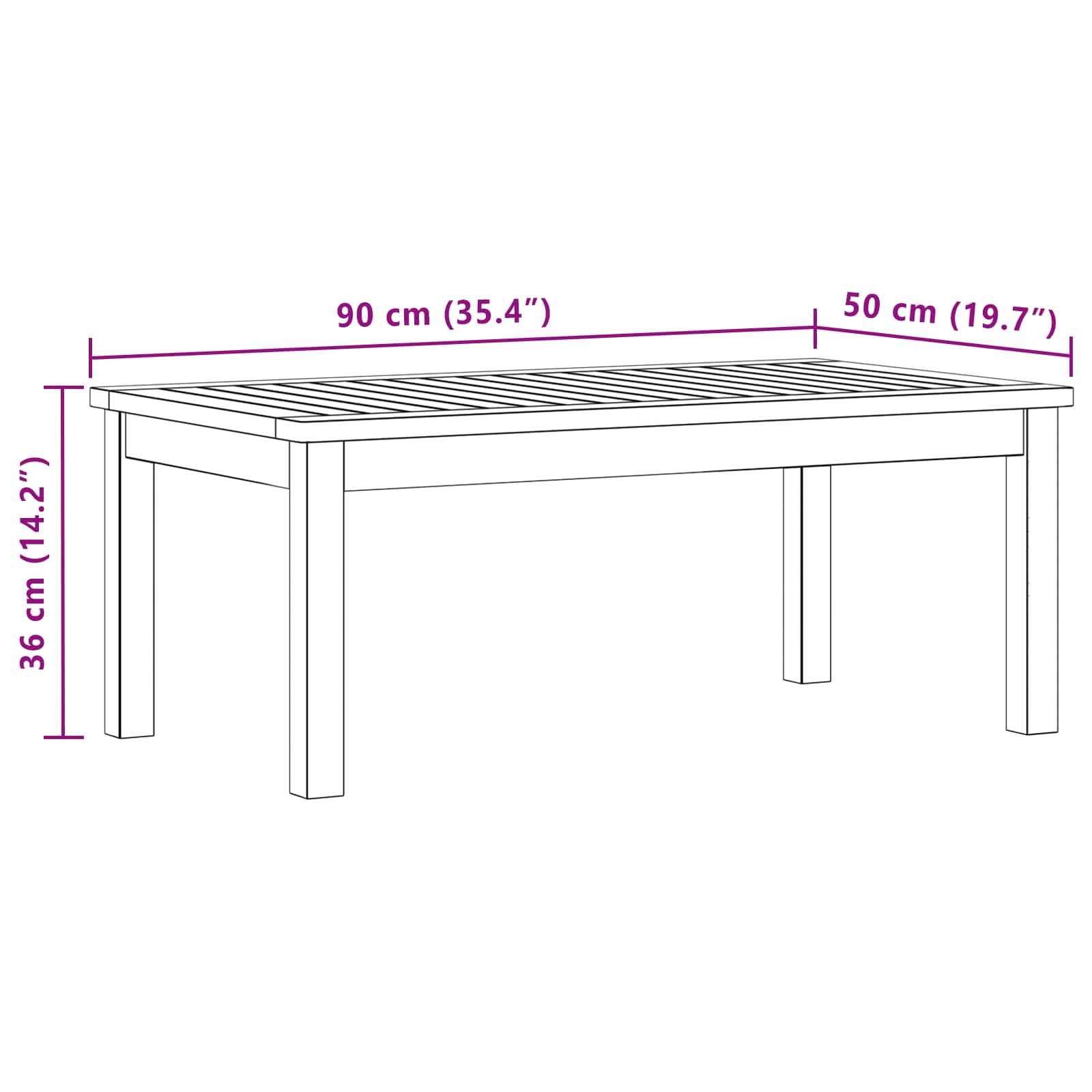 Tavolino da salotto Acacia chiaro 90 x 50 x 36 cm | homemem39