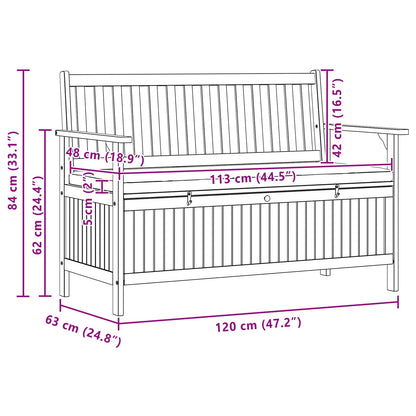 Panchina con contenitore 120 x 63 x 84 cm Acacia Solido | homemem39