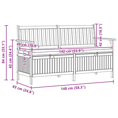 Panchina con contenitore 148 x 63 x 84 cm Acacia Solido | homemem39