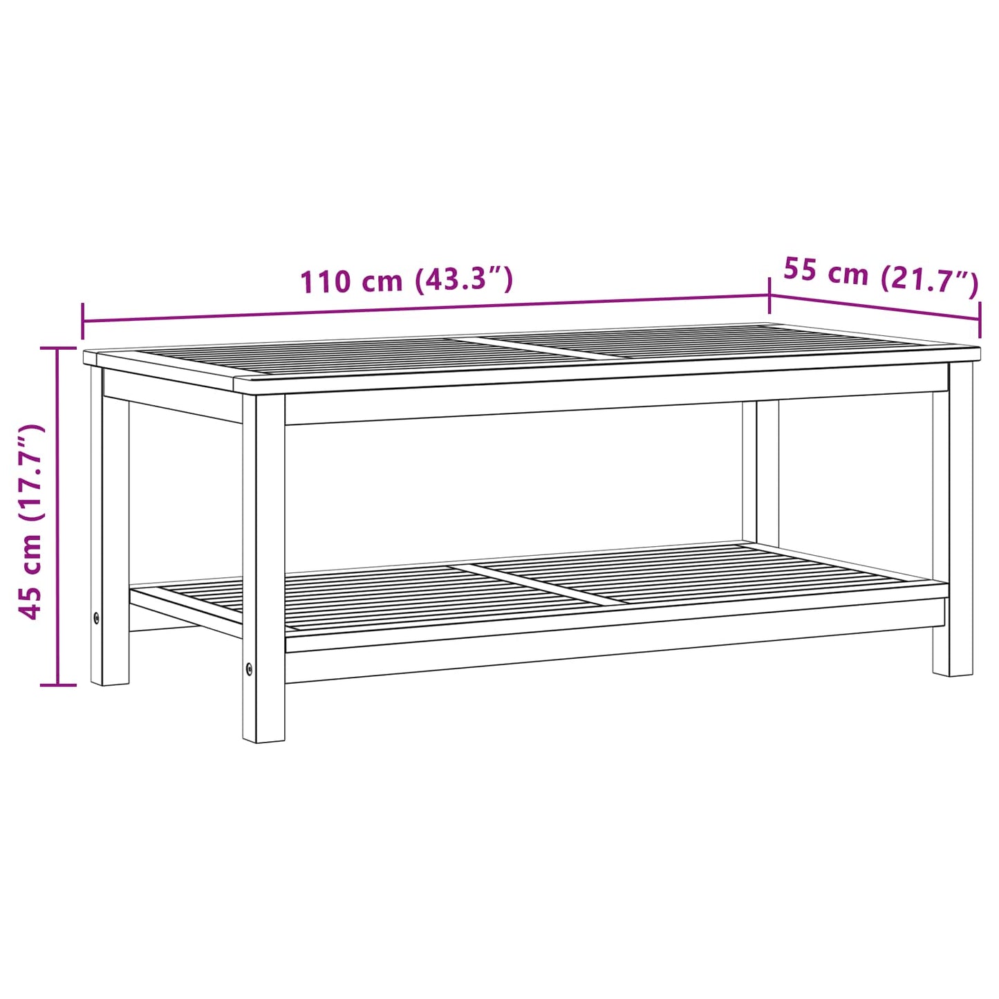 Tavolo laterale Olio Naturale 110 x 55 x 45 cm | homemem39