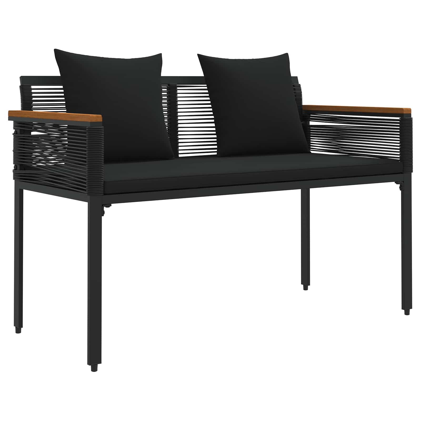 Set di Mobili da Esterno con cuscino 4 pcs Nero polyrattan | homemem39