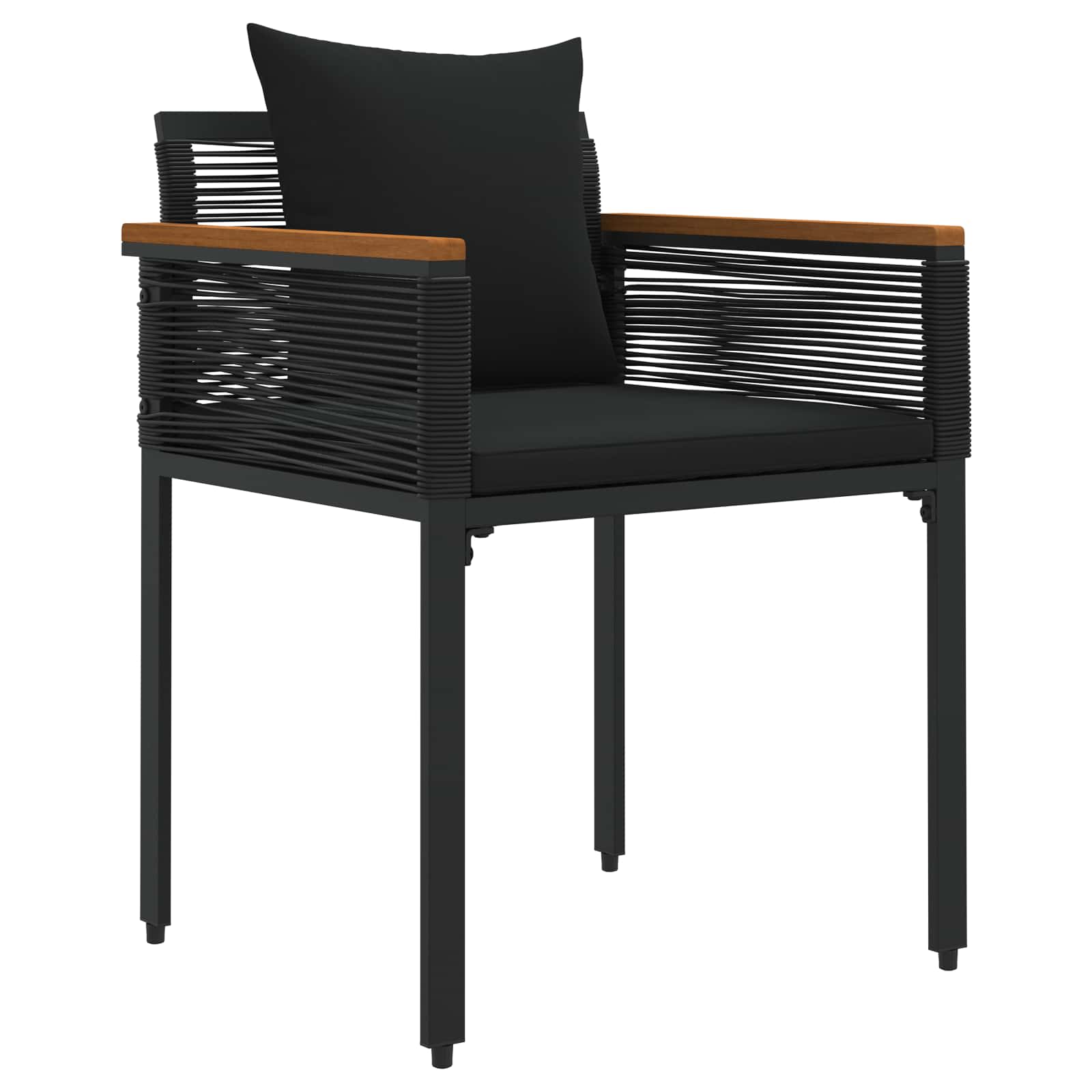 Set di Mobili da Esterno con cuscino 4 pcs Nero polyrattan | homemem39