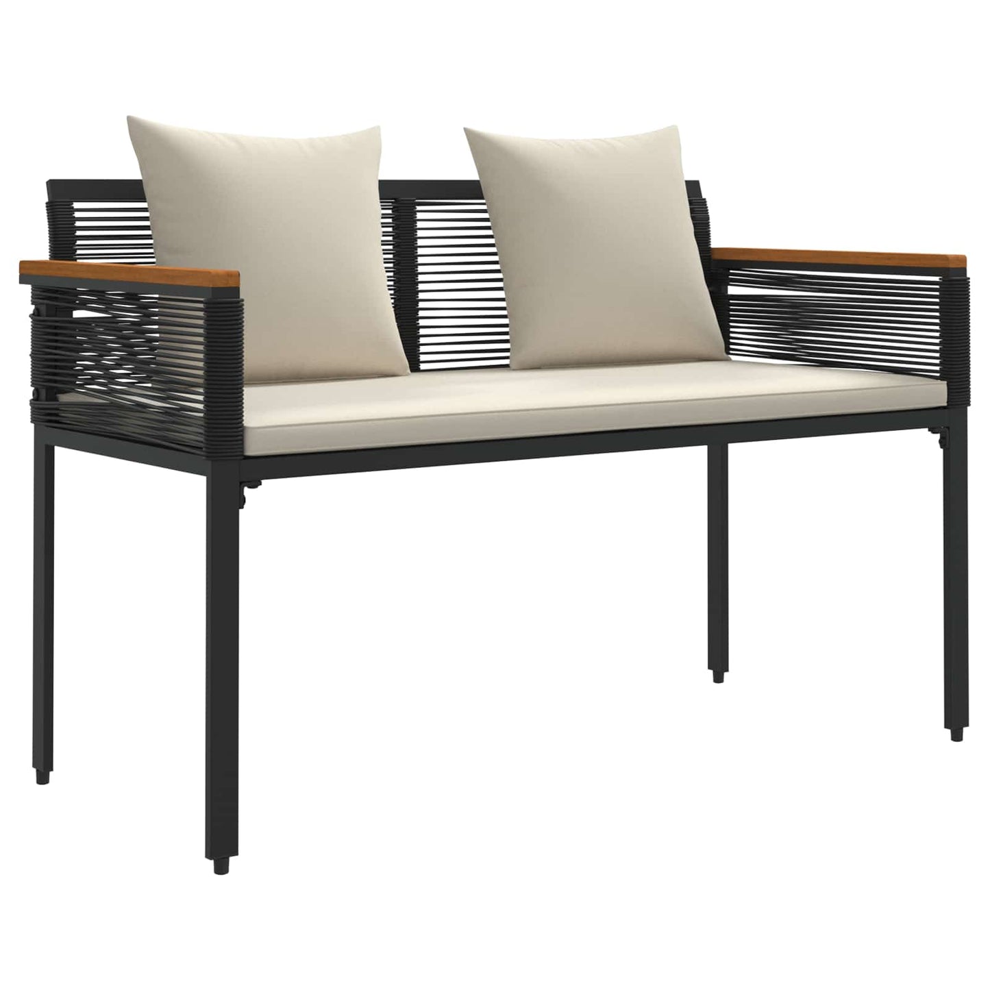 Set di Mobili da Esterno 4 pcs Nero e Bianco Crema Rattan in PE