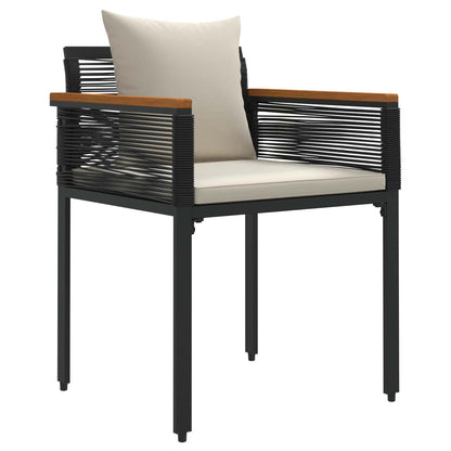 Set di Mobili da Esterno 4 pcs Nero e Bianco Crema Rattan in PE