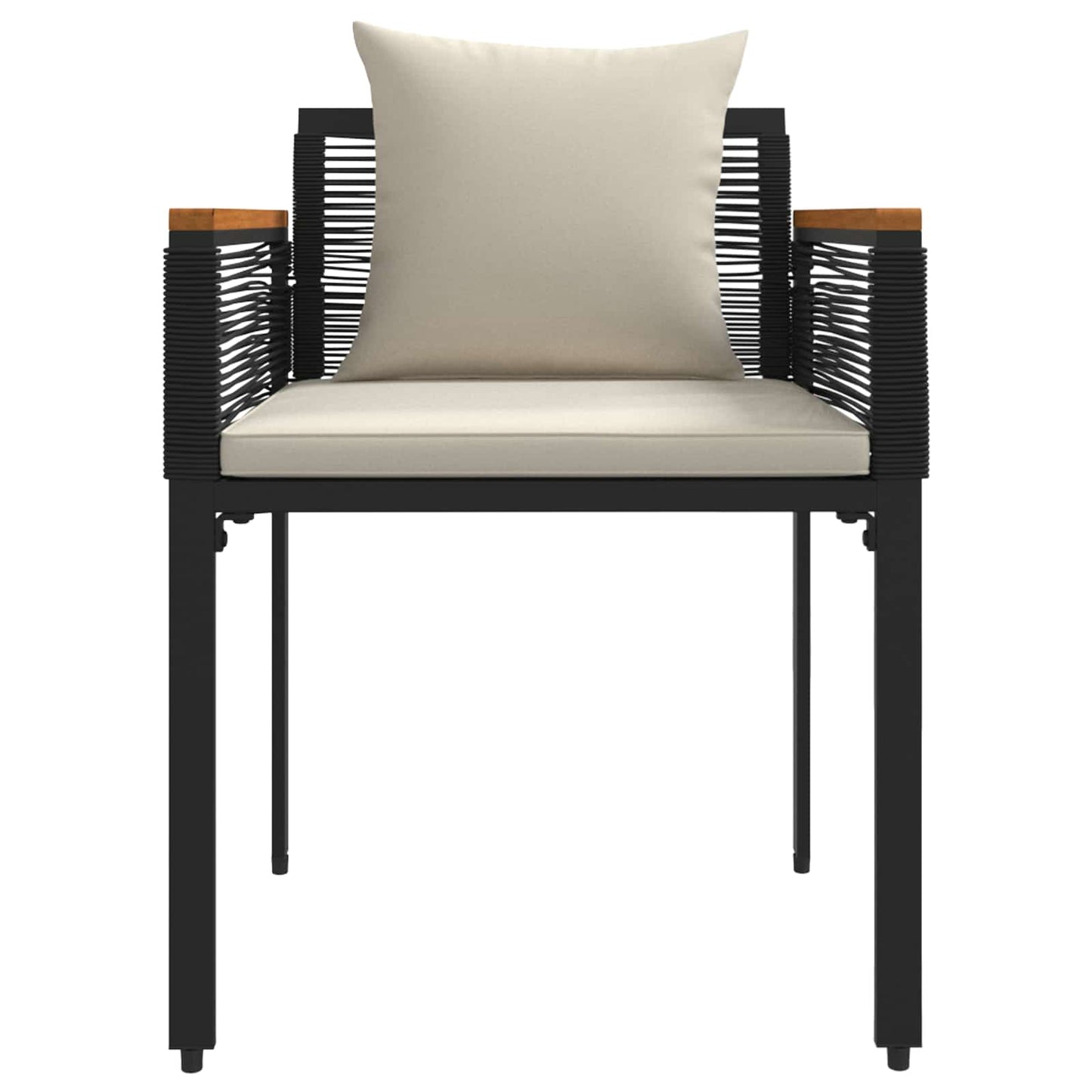 Set di Mobili da Esterno 4 pcs Nero e Bianco Crema Rattan in PE