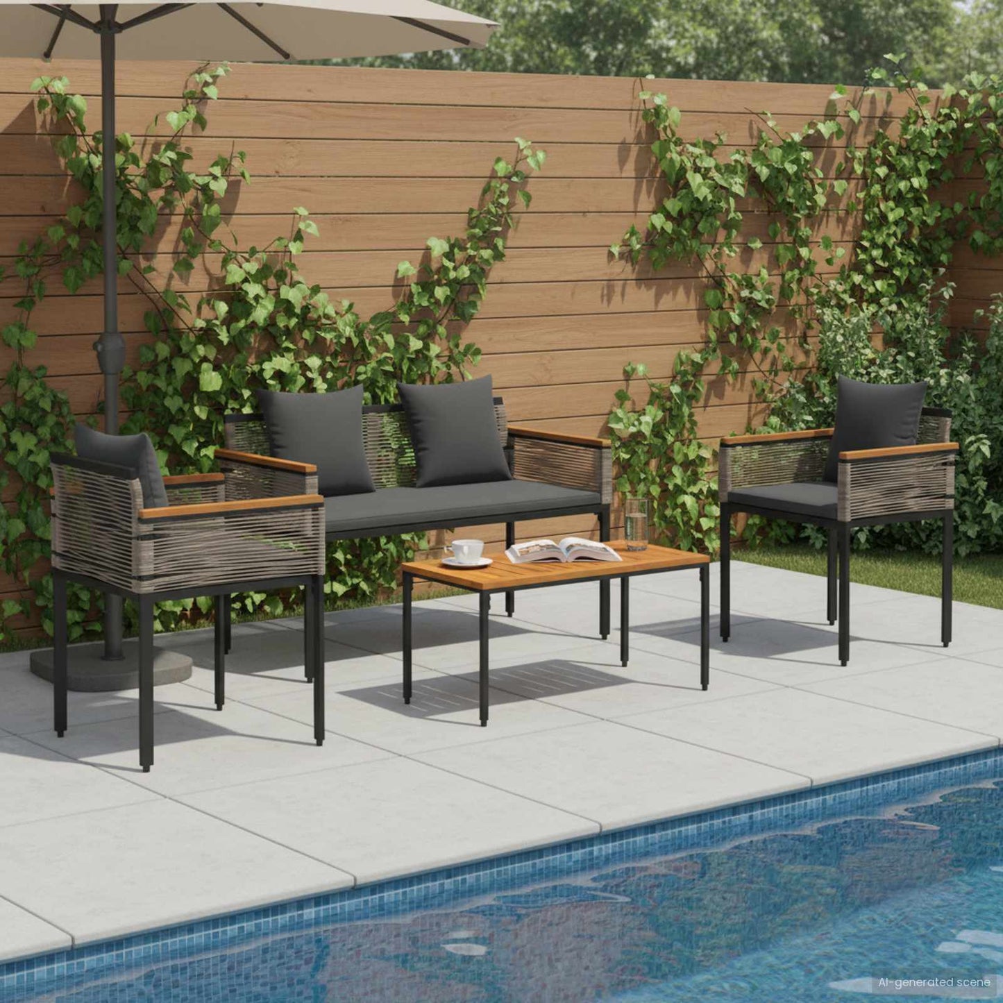 Set di Mobili da Esterno Grigio e Grigio Scuro polyrattan | homemem39