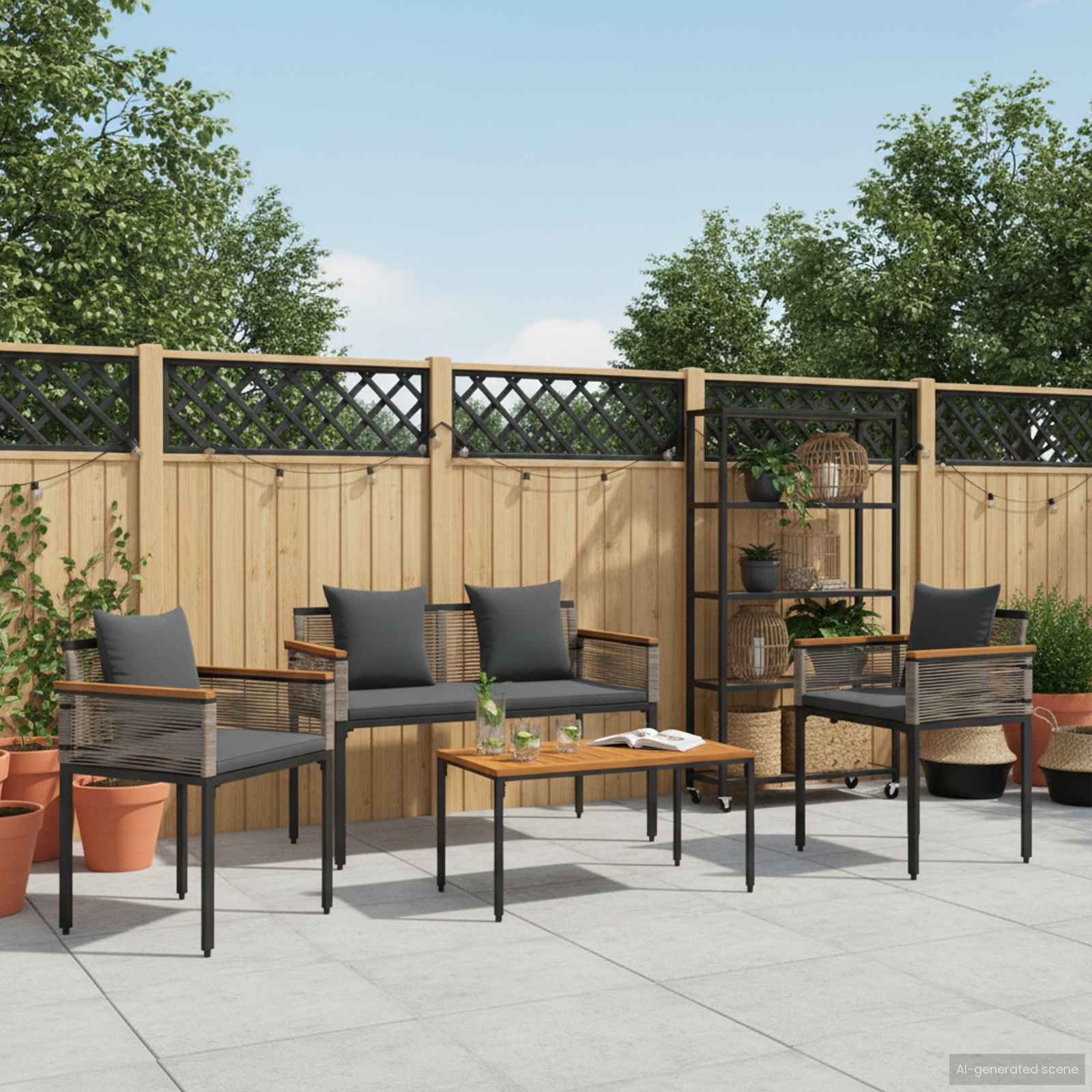 Set di Mobili da Esterno Grigio e Grigio Scuro polyrattan | homemem39