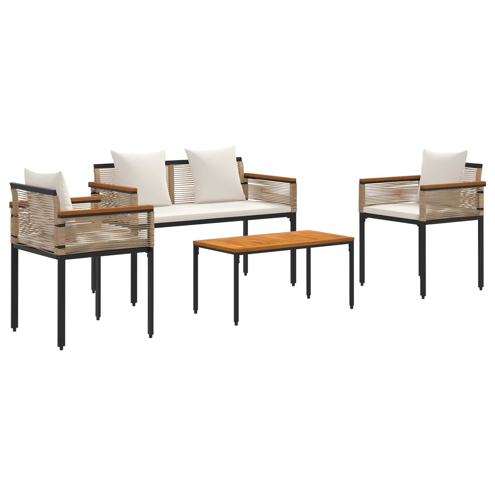 Set di Mobili da Esterno Beige e Bianco Crema polyrattan | homemem39