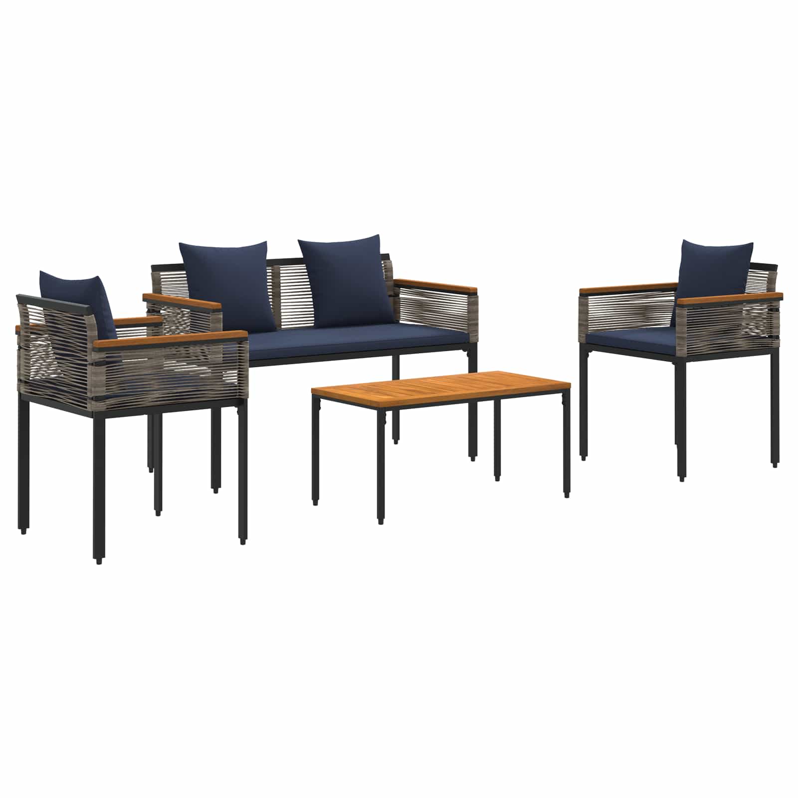 Set di Mobili da Esterno Grigio e Blu Navy polyrattan | homemem39
