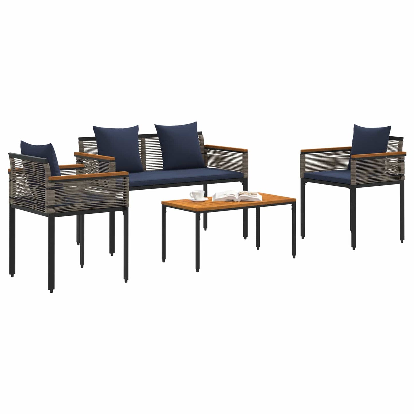 Set di Mobili da Esterno Grigio e Blu Navy polyrattan | homemem39