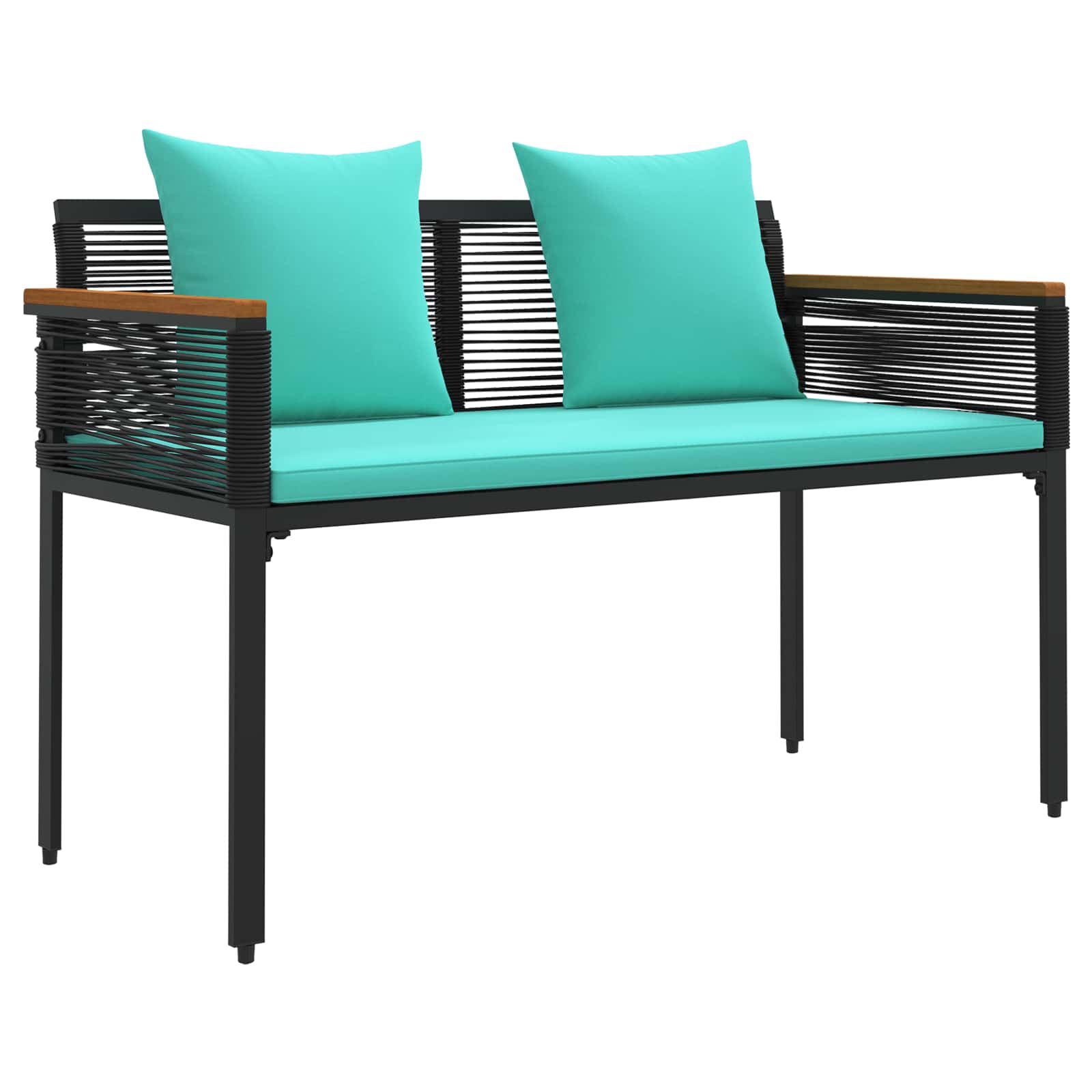 Set di Mobili da Esterno con cuscino Nero e Turchese polyrattan | homemem39