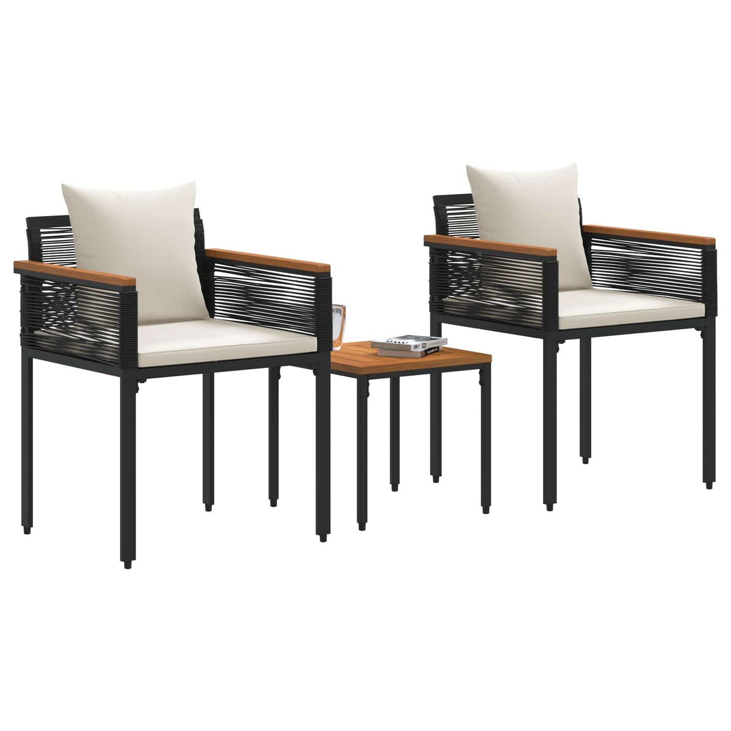Set di Mobili da Esterno Nero e Bianco Crema polyrattan | homemem39