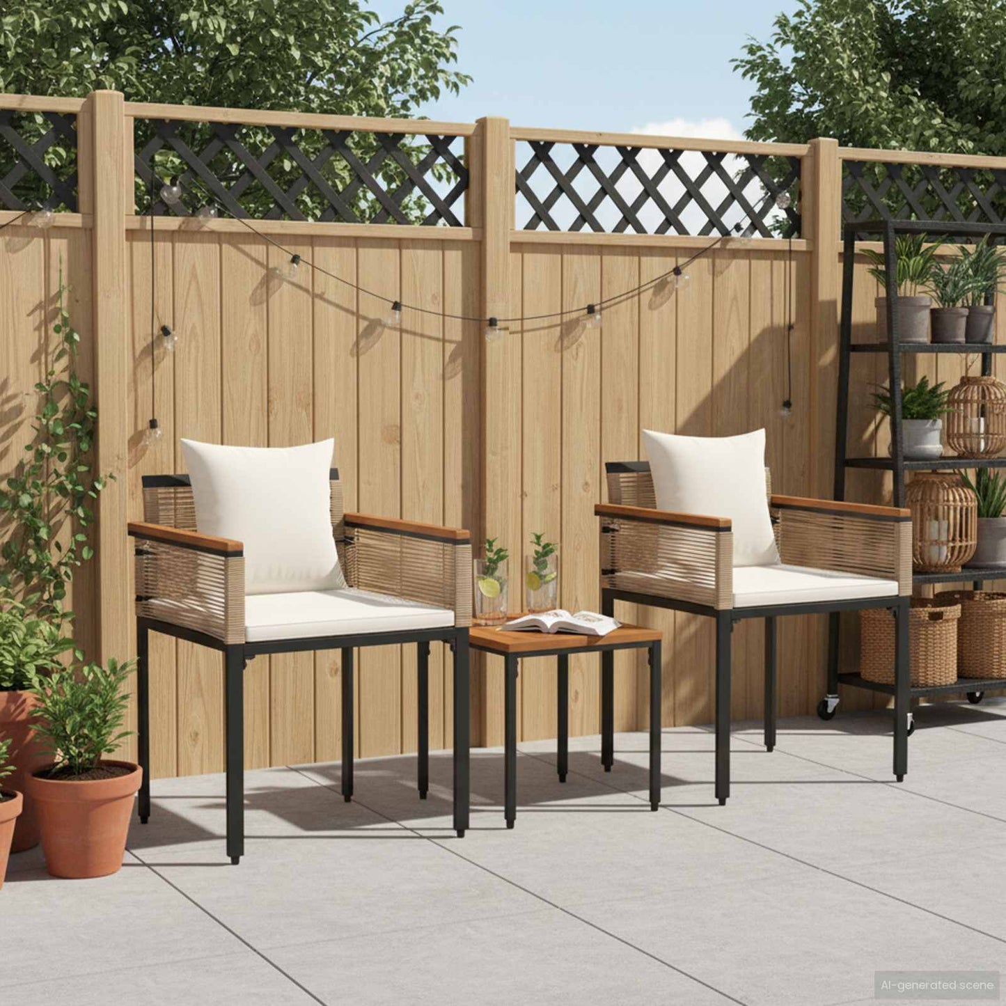 Set di Mobili da Esterno Beige e Bianco Crema polyrattan | homemem39