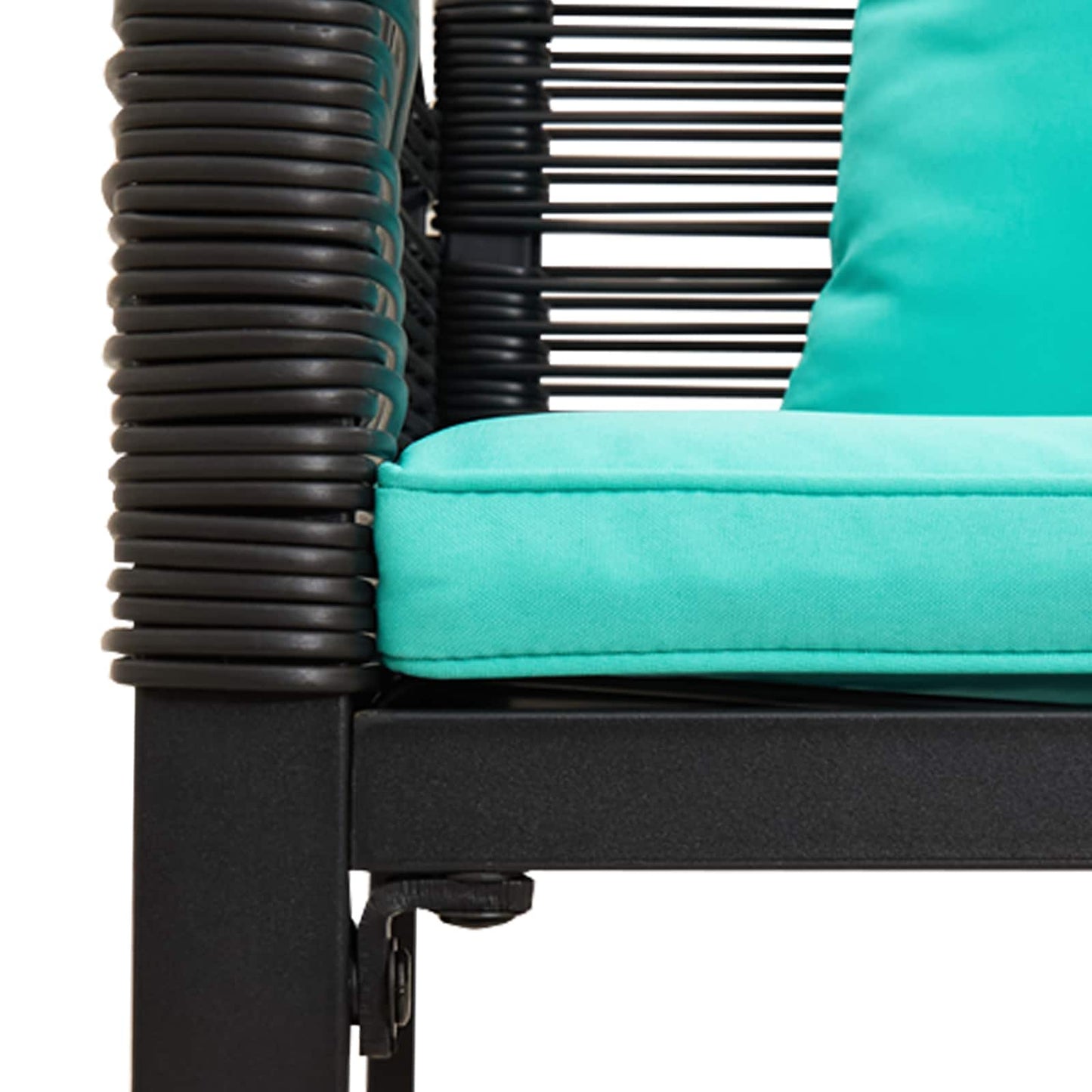 Set di Mobili da Esterno con cuscino Nero e Turchese polyrattan | homemem39