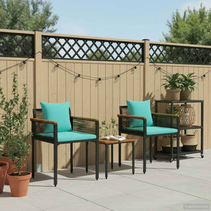 Set di Mobili da Esterno con cuscino Nero e Turchese polyrattan | homemem39