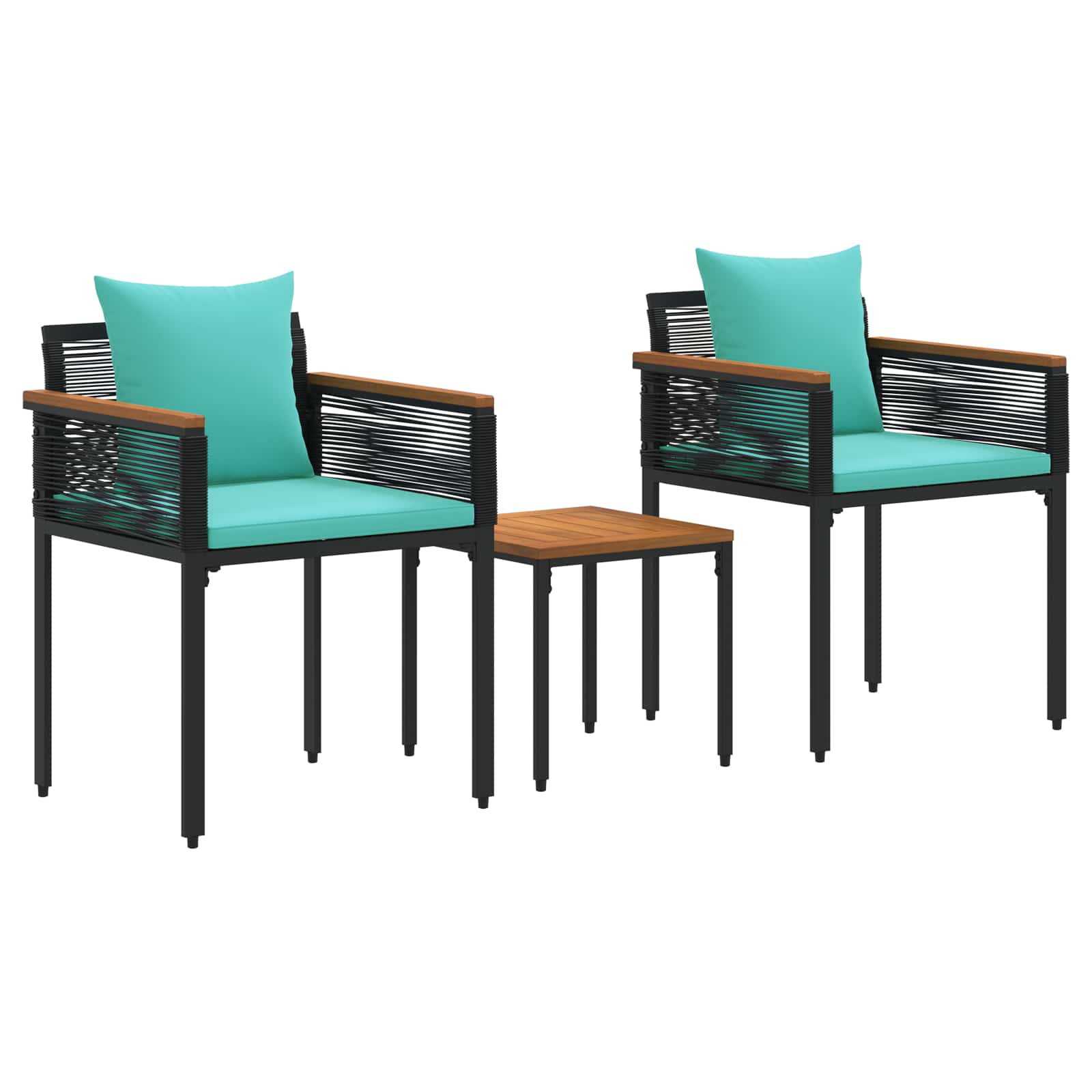 Set di Mobili da Esterno con cuscino Nero e Turchese polyrattan | homemem39
