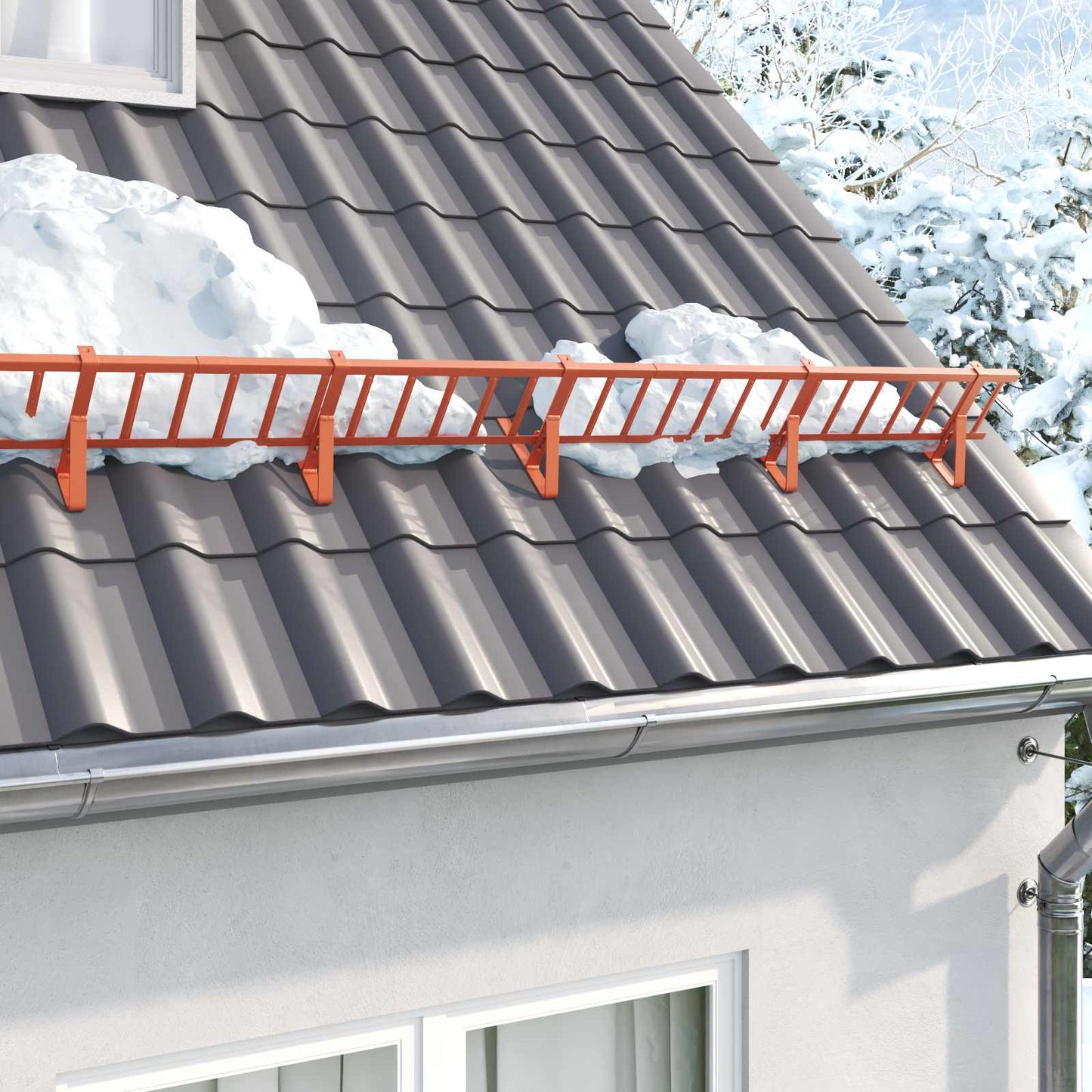 Supporto per guardia della neve 2 pcs Rosso 29,5 x 3 x 34,5 cm