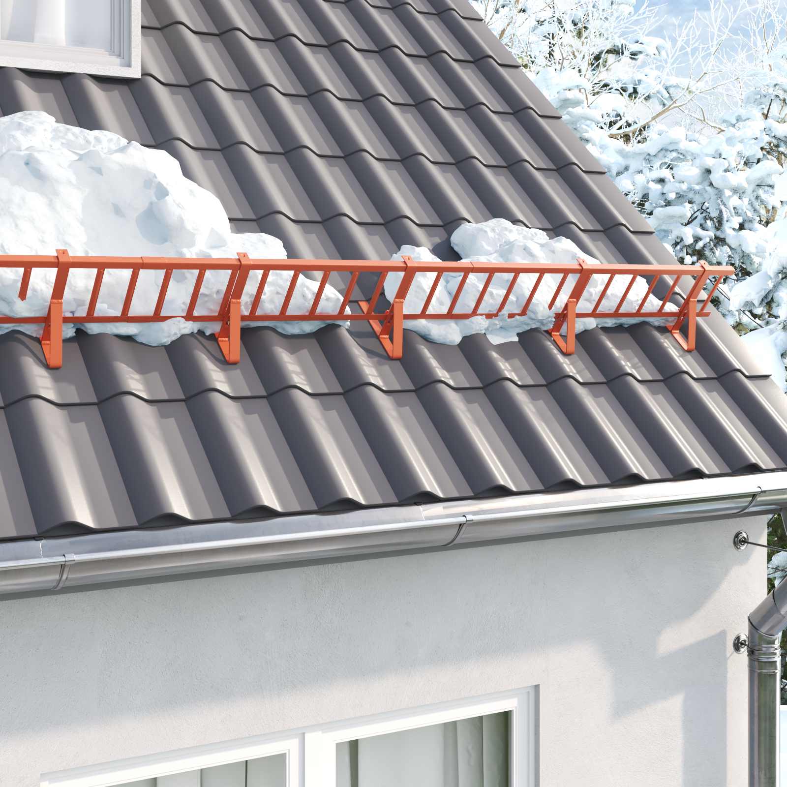 Supporto per guardia della neve 12 pcs Rosso 29,5 x 3 x 34,5 cm | homemem39